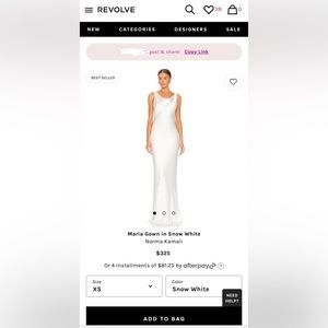 Norma Kamali Maria Gown in Snow White XS (Revolve)